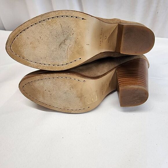 Rag & Bone Women's Harrow Suede Ankle Boot  Size US 7 Camel Block Heel - Picture 7 of 13